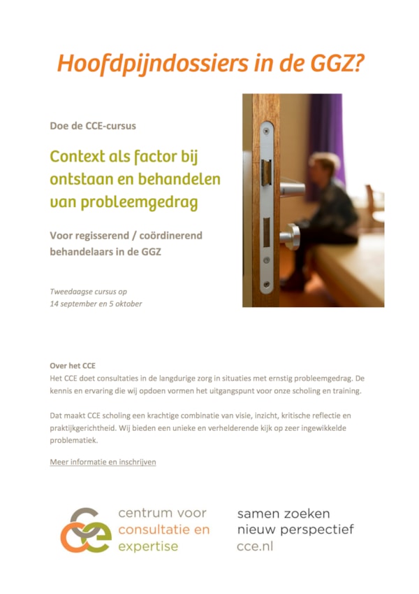 Hoofdpijndossiers in de GGZ? Misschien is deze CCE-cursus een oplossing.
